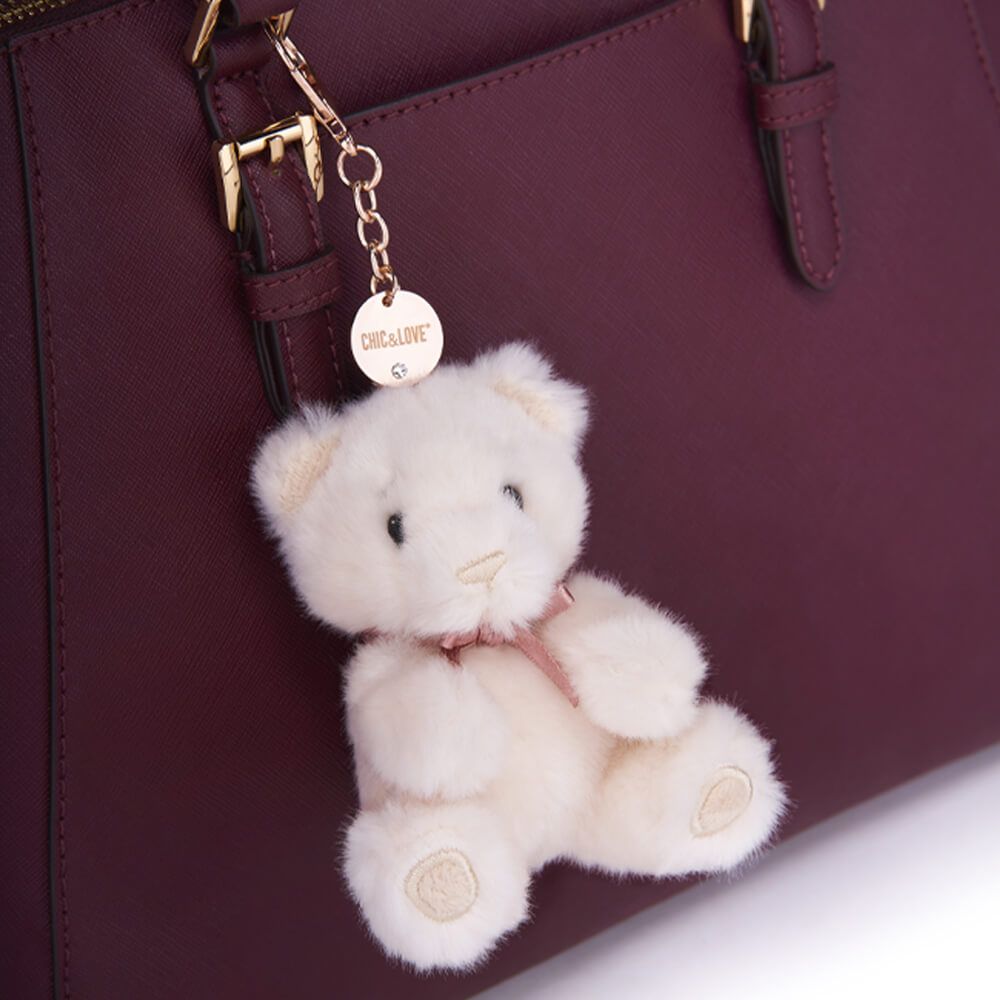 Chic & Love Bailey Bear Bag Charm & Birthstone Necklace December Rose Gold
