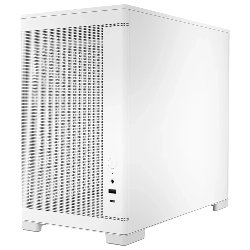 OKINOS Mini Art 4 Mini Tower PC Case Micro-ATX ITX Full Mesh Panels USB-C 10Gbps 3 Fans 240mm Radiator 330mm GPU White