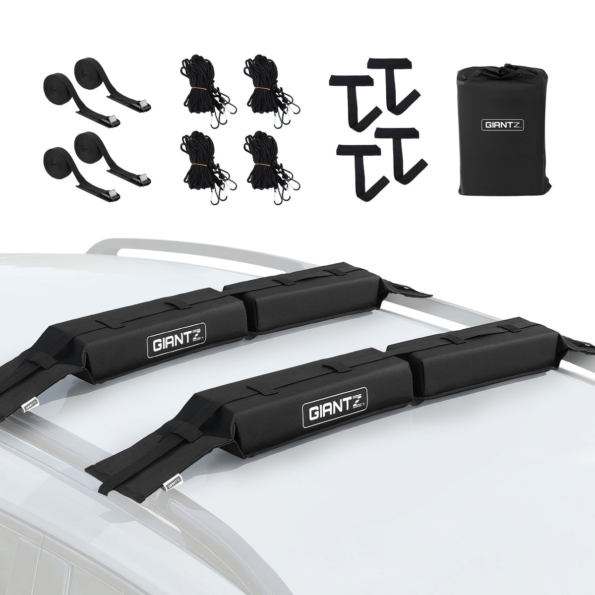 GIANTZ Kayak Roof Rack for Car, Universal Soft Roof Rack Pads for Surfboard SUP Canoe