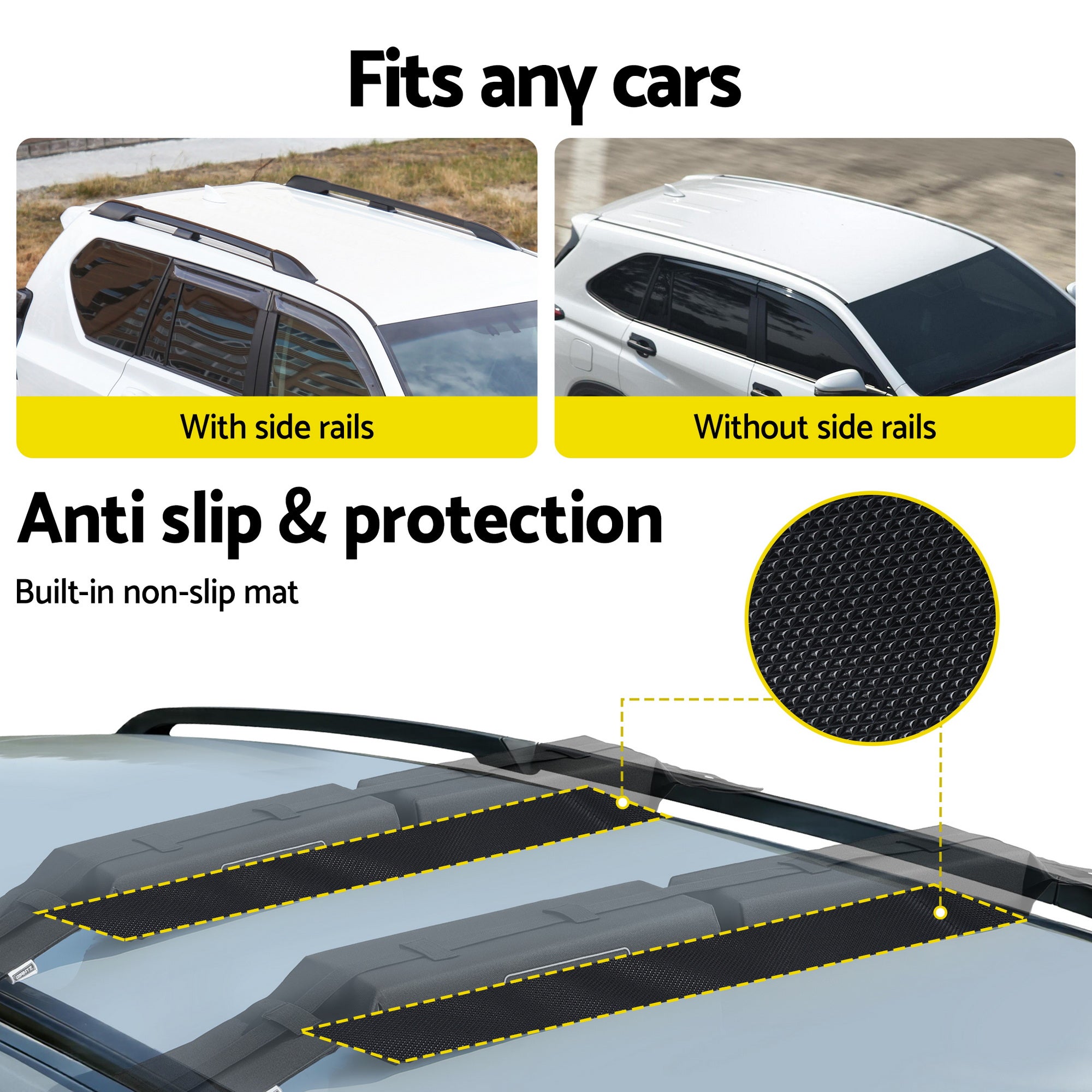 GIANTZ Kayak Roof Rack for Car, Universal Soft Roof Rack Pads for Surfboard SUP Canoe