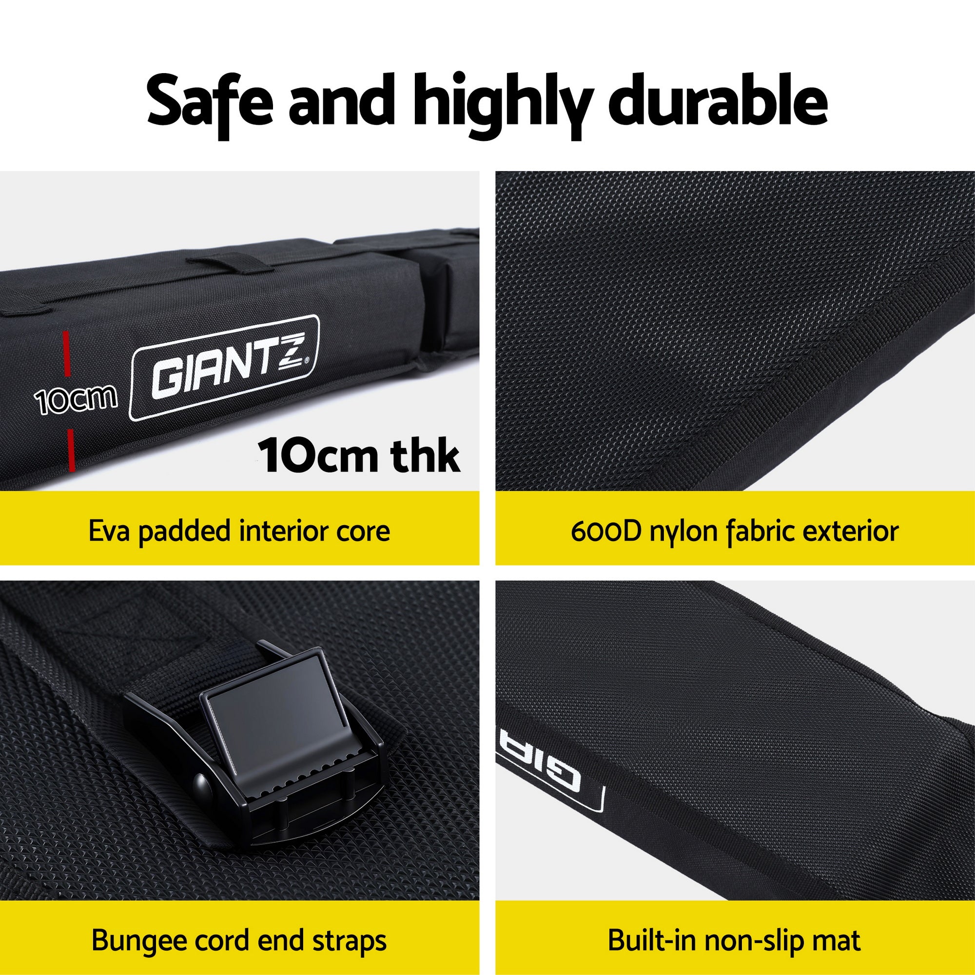 GIANTZ Kayak Roof Rack for Car, Universal Soft Roof Rack Pads for Surfboard SUP Canoe