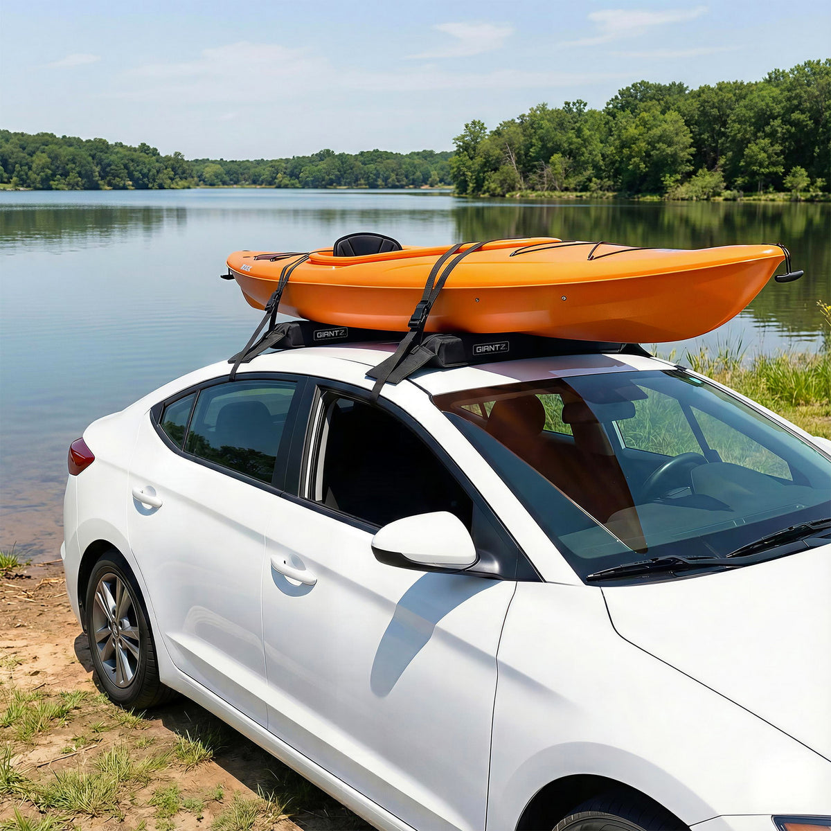 GIANTZ Kayak Roof Rack for Car, Universal Soft Roof Rack Pads for Surfboard SUP Canoe