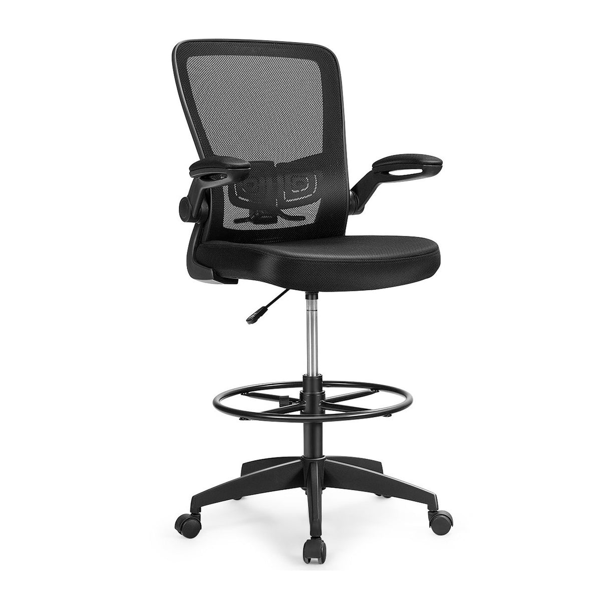 Ergonomic Drafting Chair Adjustable Flip Up Armrest Office Drawing Stool