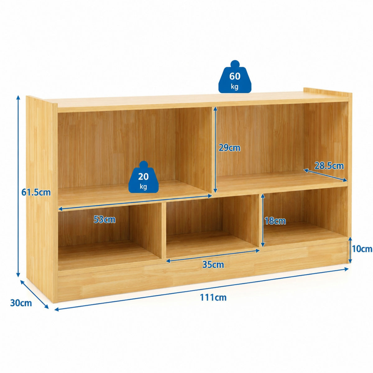 Kids Bookcase Toy Storage Cabinet 5 Compartment Cube Organizer Playroom