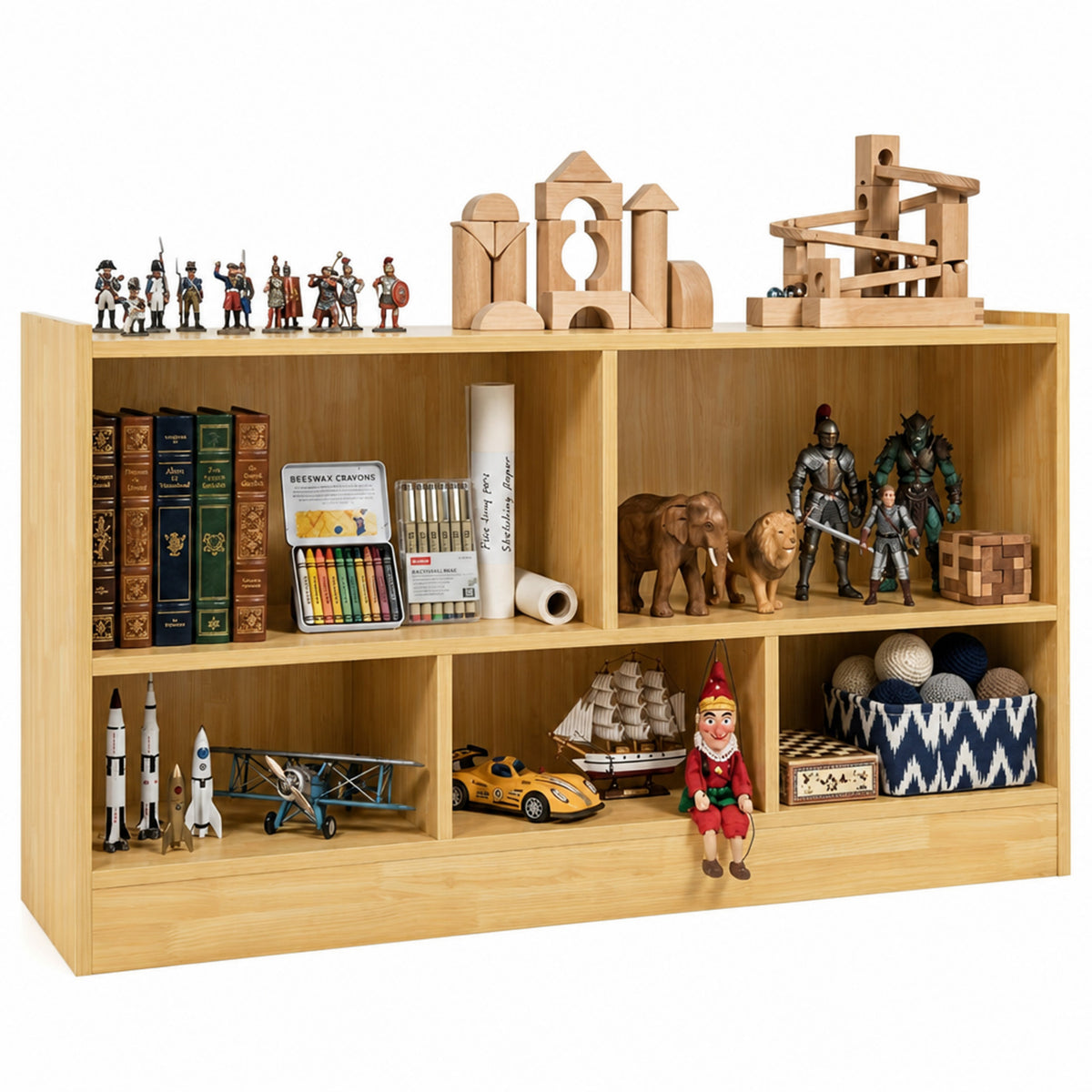 Kids Bookcase Toy Storage Cabinet 5 Compartment Cube Organizer Playroom