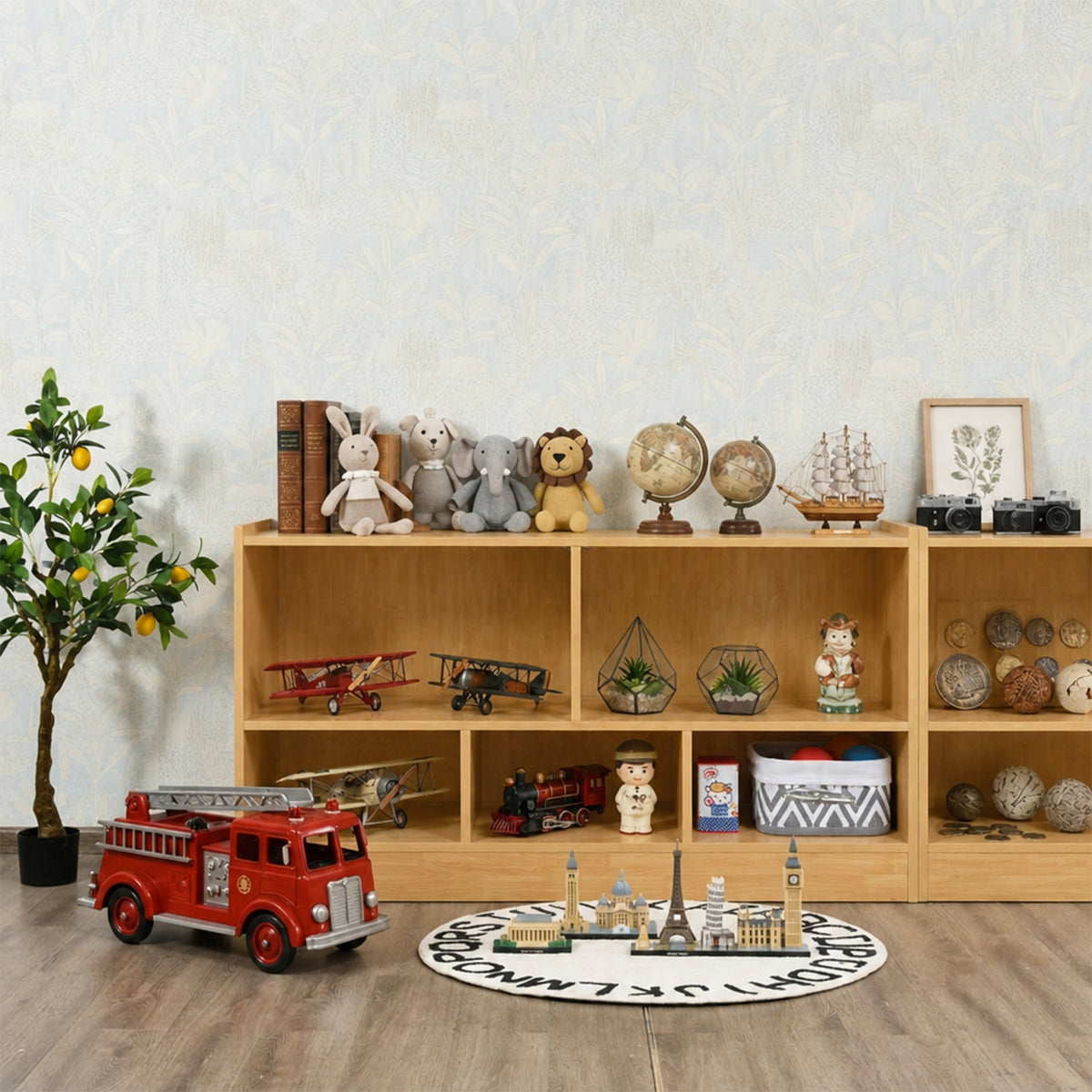 Kids Bookcase Toy Storage Cabinet 5 Compartment Cube Organizer Playroom