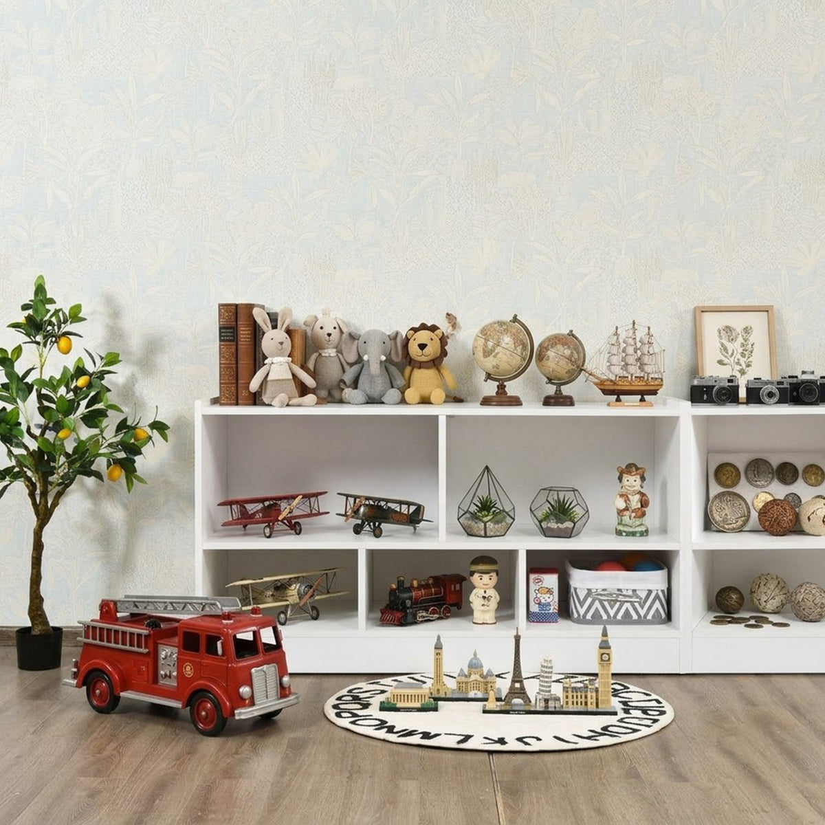 Kids Bookcase Toy Storage Cabinet 5 Compartment Cube Organizer Playroom