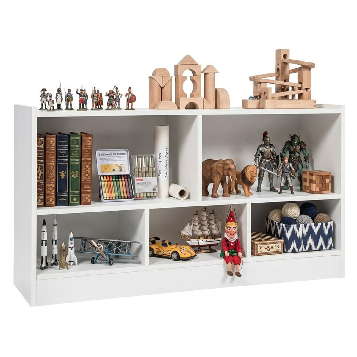 Kids Bookcase Toy Storage Cabinet 5 Compartment Cube Organizer Playroom