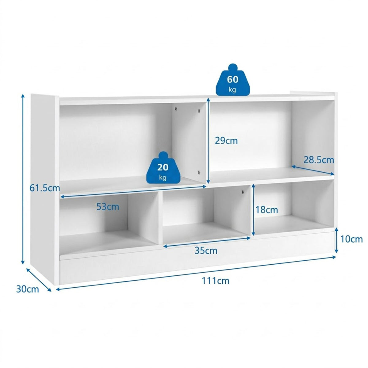 Kids Bookcase Toy Storage Cabinet 5 Compartment Cube Organizer Playroom