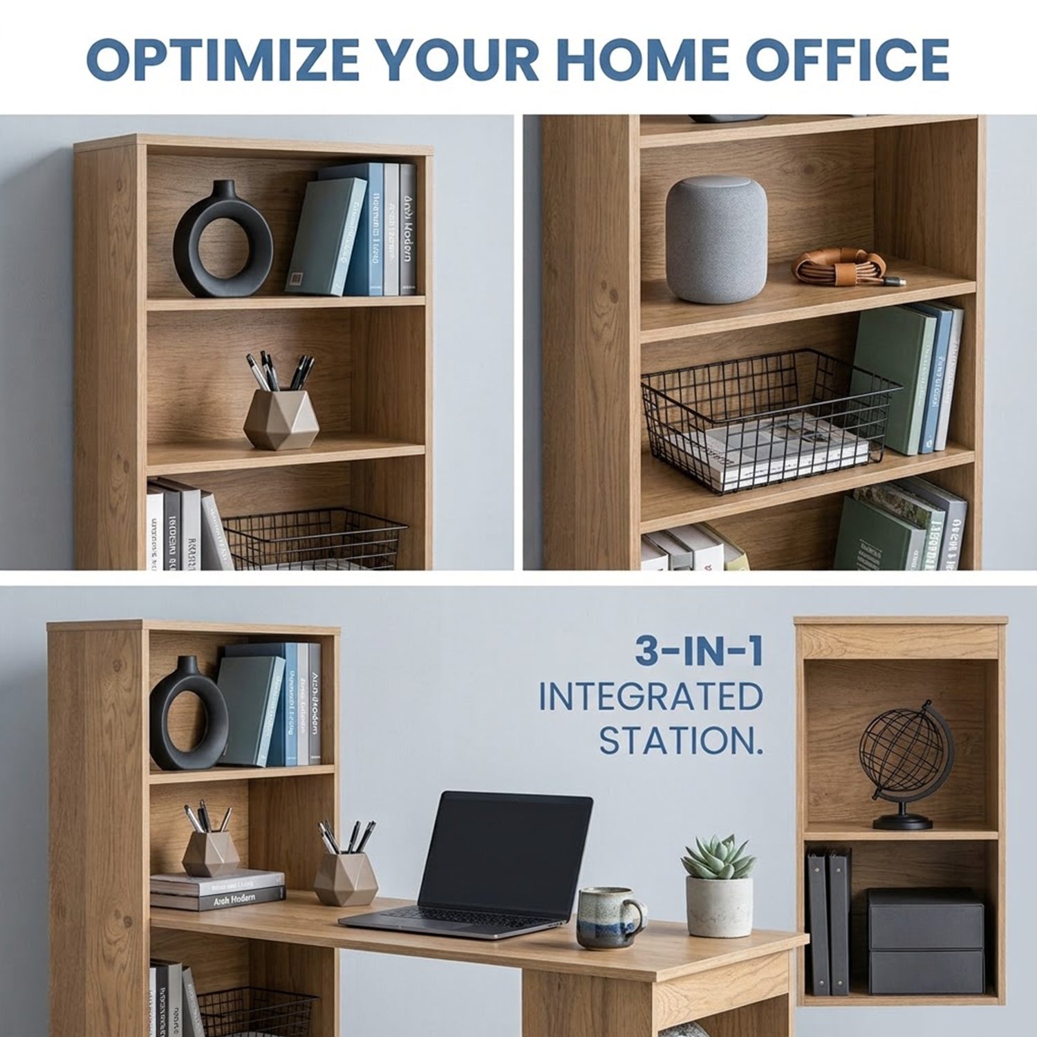 120cm Computer Desk with Bookcase 4 Tier Bookshelf Home Office