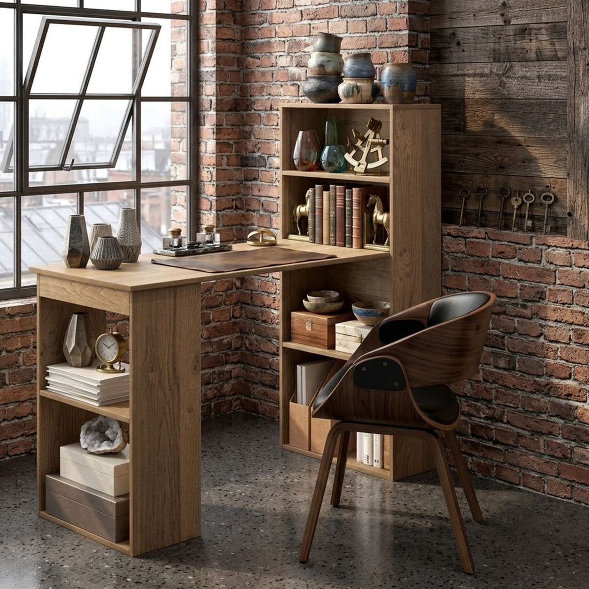 120cm Computer Desk with Bookcase 4 Tier Bookshelf Home Office