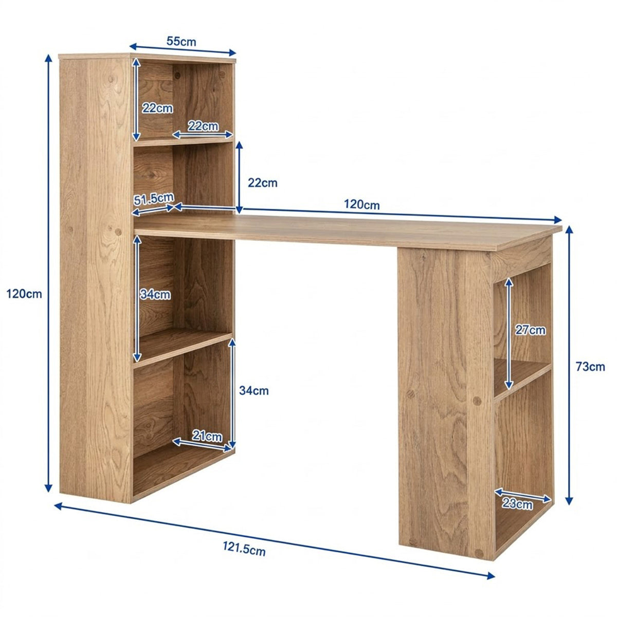 120cm Computer Desk with Bookcase 4 Tier Bookshelf Home Office