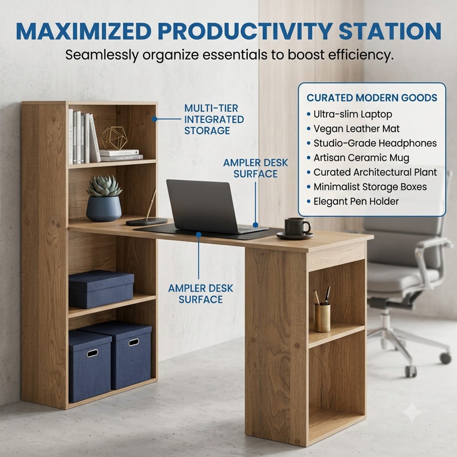 120cm Computer Desk with Bookcase 4 Tier Bookshelf Home Office