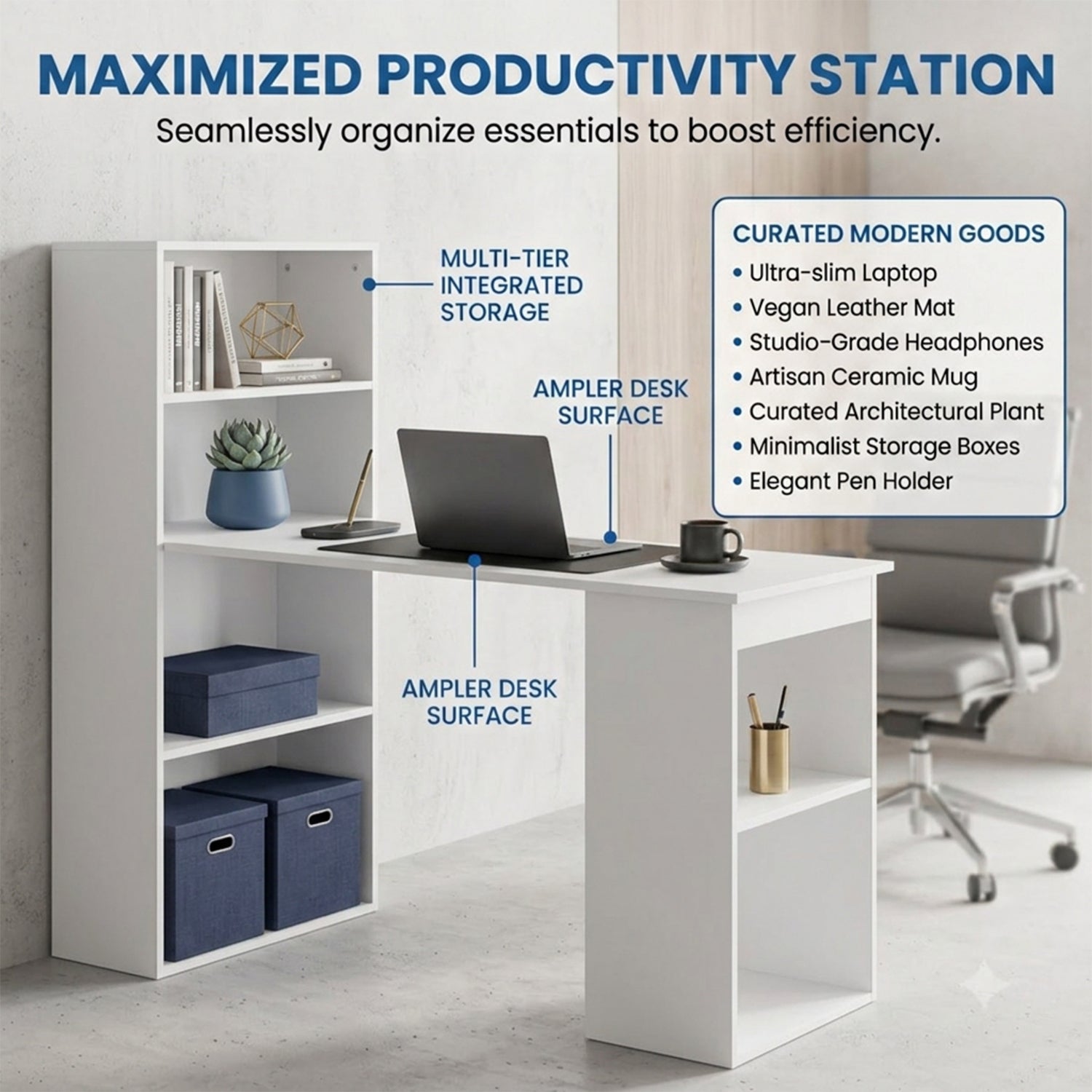 120cm Computer Desk with Bookcase 4 Tier Bookshelf Home Office