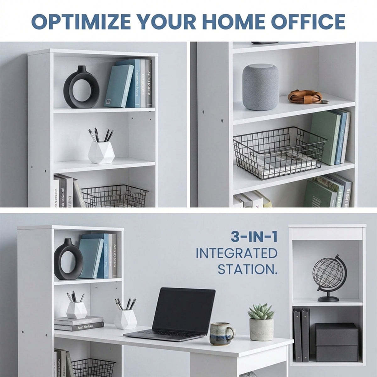 120cm Computer Desk with Bookcase 4 Tier Bookshelf Home Office
