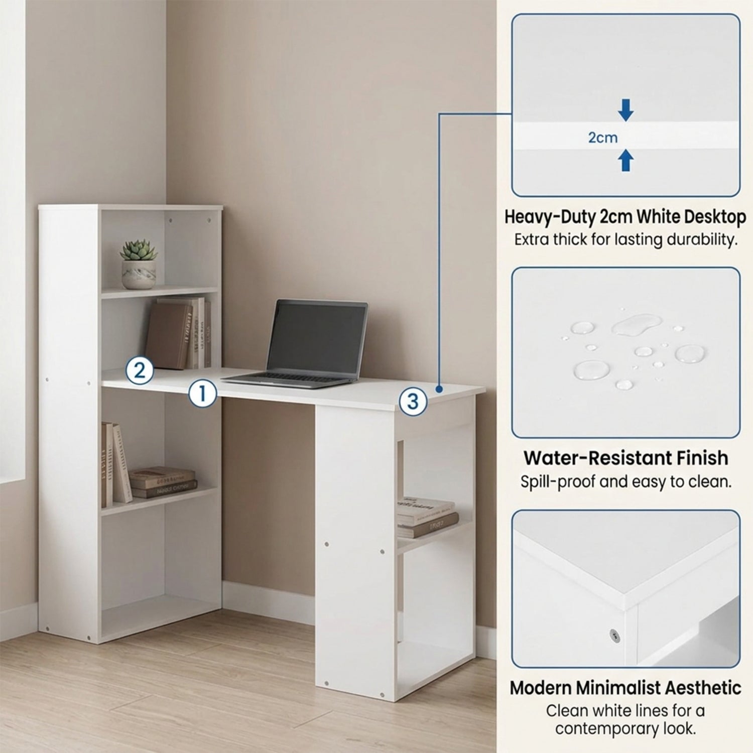 120cm Computer Desk with Bookcase 4 Tier Bookshelf Home Office