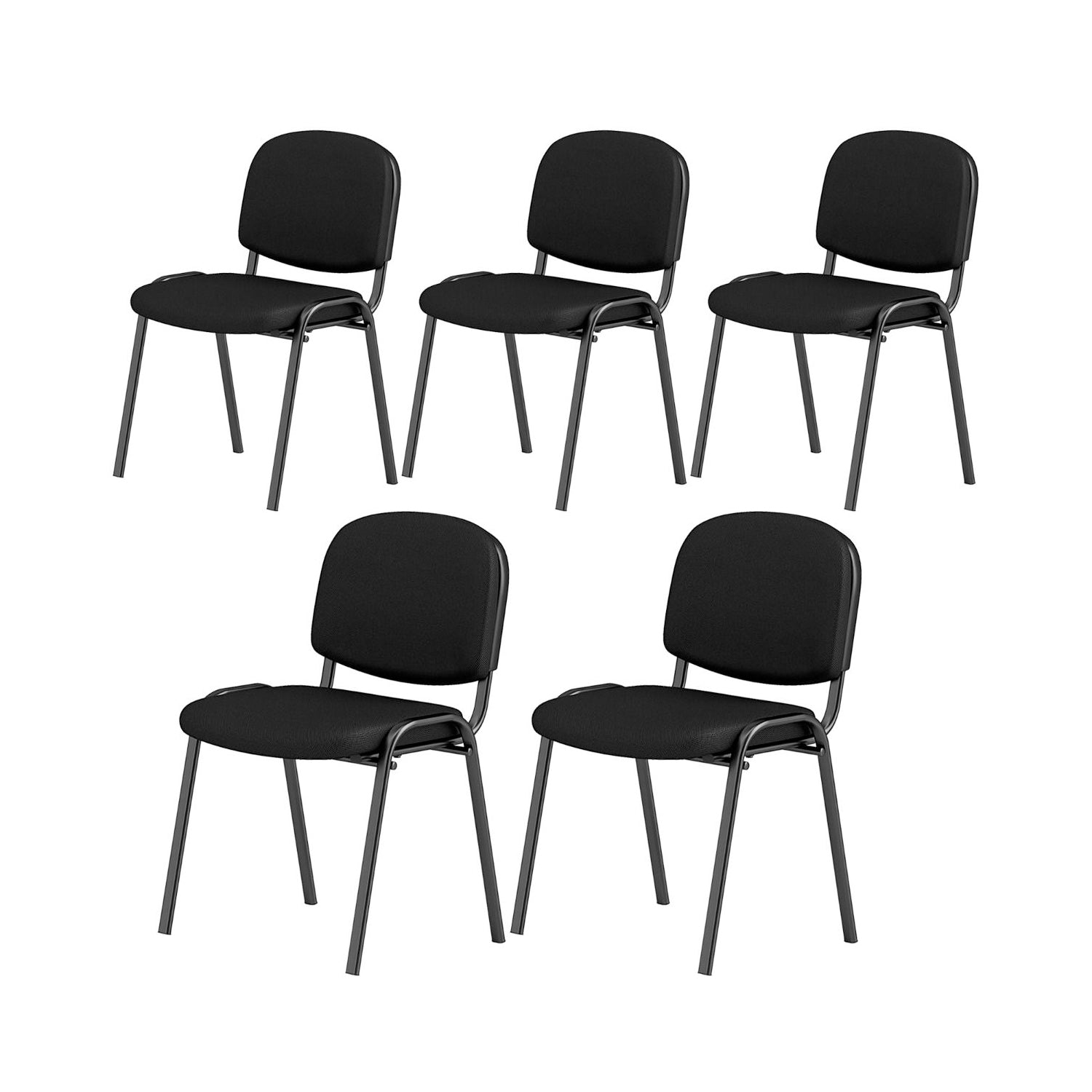 5 Pack Stackable Conference Chairs Padded Cushion Guest Office Chair Black
