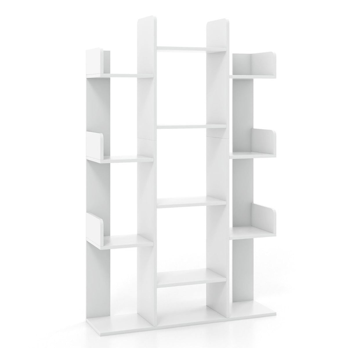 Tree Bookshelf 13 Open Shelves Living Room Study Office Storage Display White