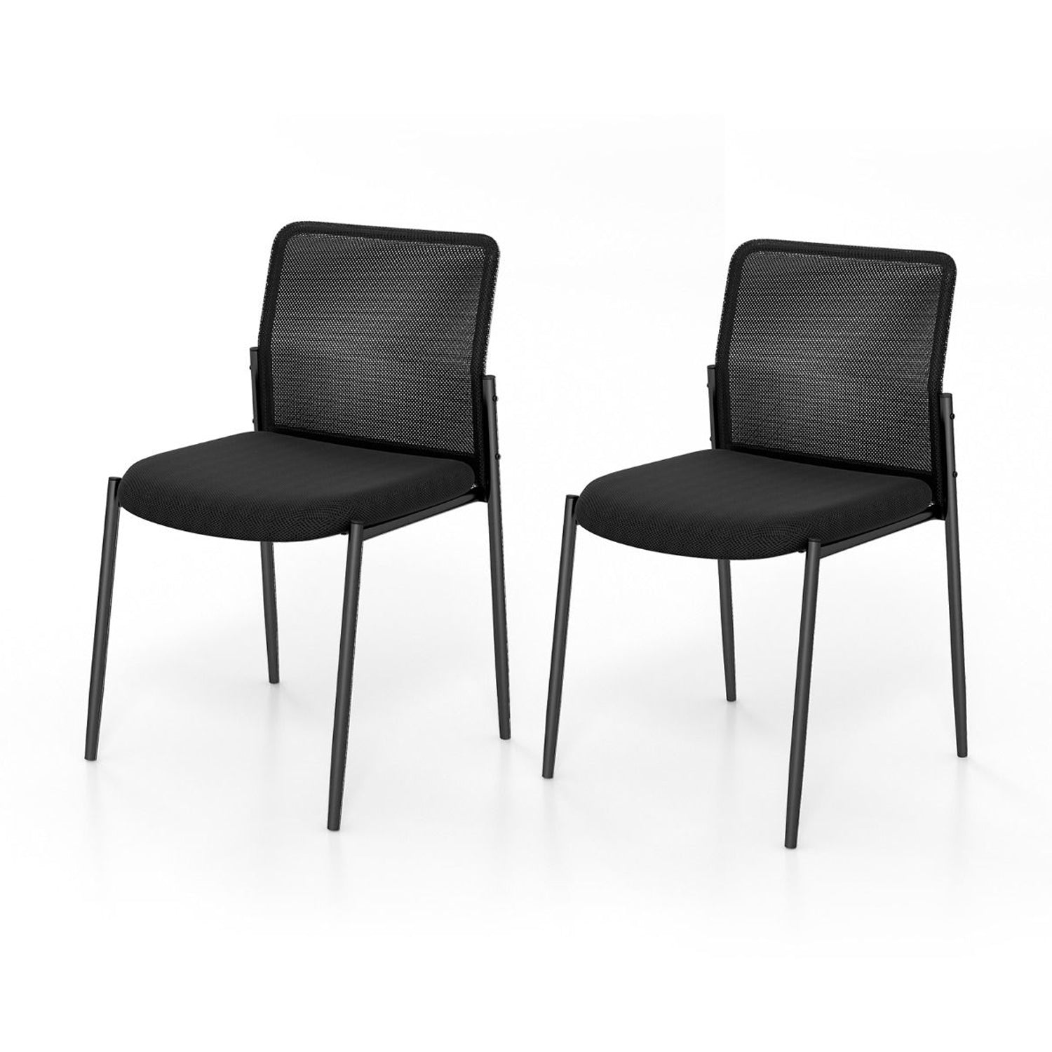 Set of 2 Waiting Room Chairs Ergonomic Mesh Back Padded Seat Office Reception
