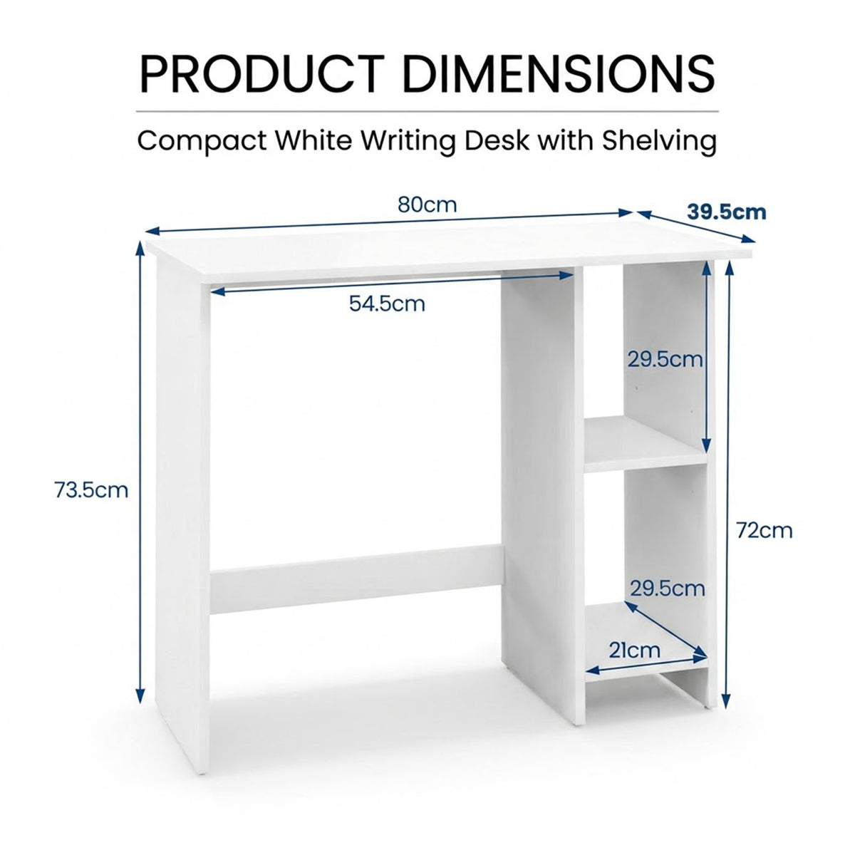 Small Computer Desk Modern Writing Desk with Adjustable Shelf Home Office White