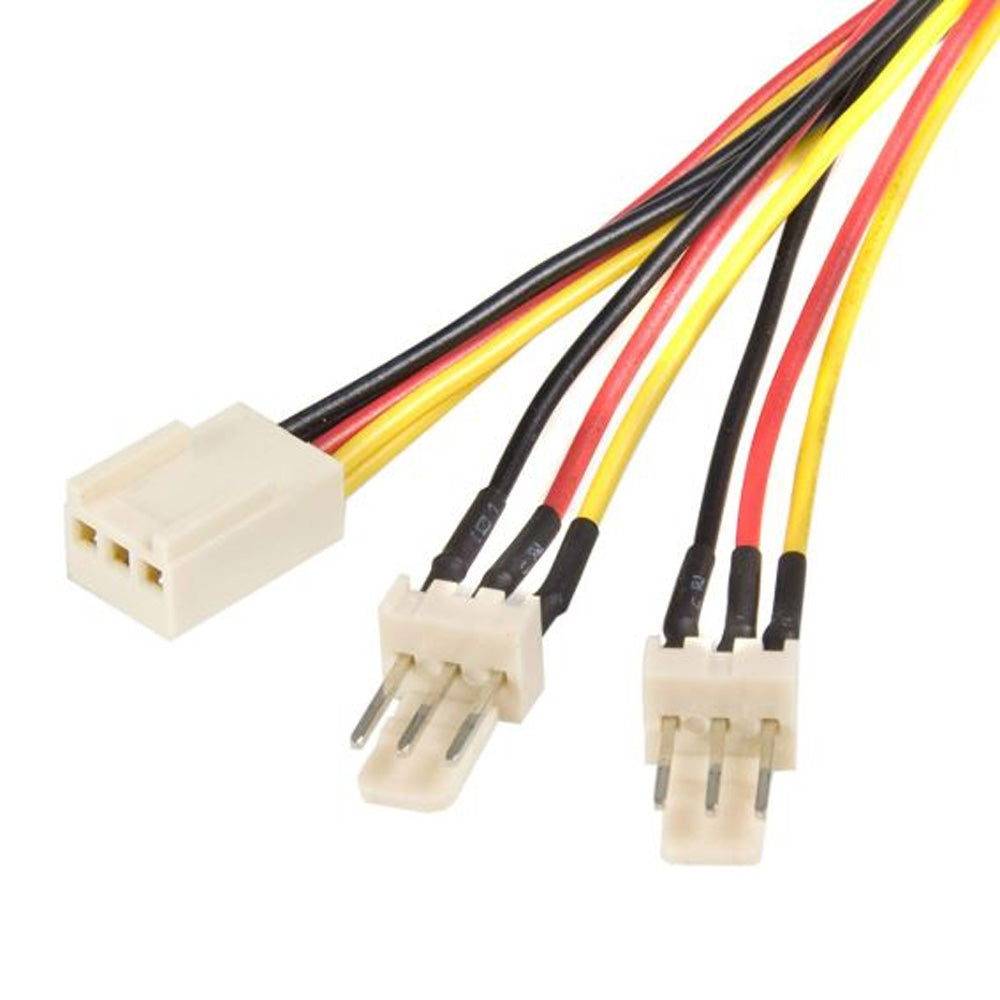 Astrotek 20cm Fan Power Y Cable 2 x 3 Pin Male to 3 Pin Female for Computer PC Cooler Extension Connectors Black Sleeved