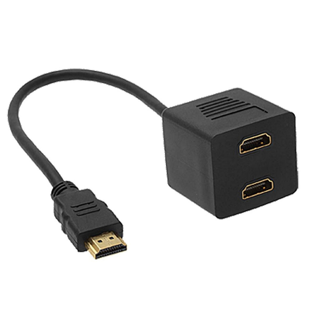 Astrotek 15cm HDMI Splitter Cable Version 1.4 Male to 2x Female Gold Plated 19 Pin Full HD 3D Amplifier Duplicator Adapter