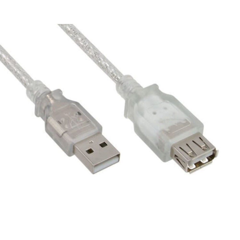 Astrotek 30cm USB 2.0 Extension Cable Type A Male to Type A Female Transparent Shielded Nickel Plated & RoHS