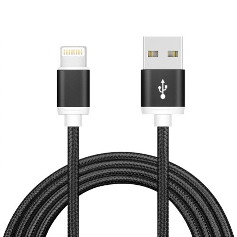 Astrotek 2m USB A Male to Lightning Male Data Sync Charging Cable Black for iPhone X 8 7 6S 5S iPad Air Mini iPod Nylon