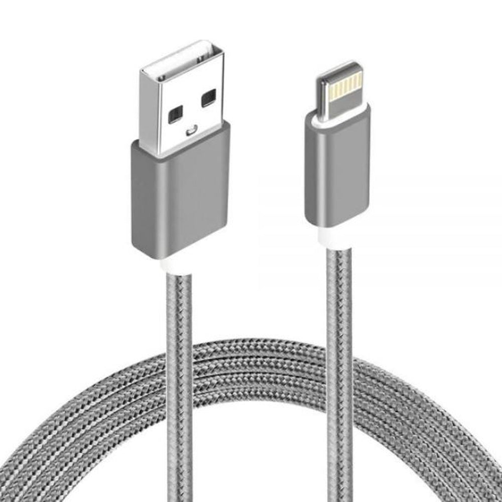 Astrotek 1m USB A to Lightning Data Sync Charging Cable Grey White Colour for iPhone X 7 Plus 6S 5S iPad Air Mini iPod