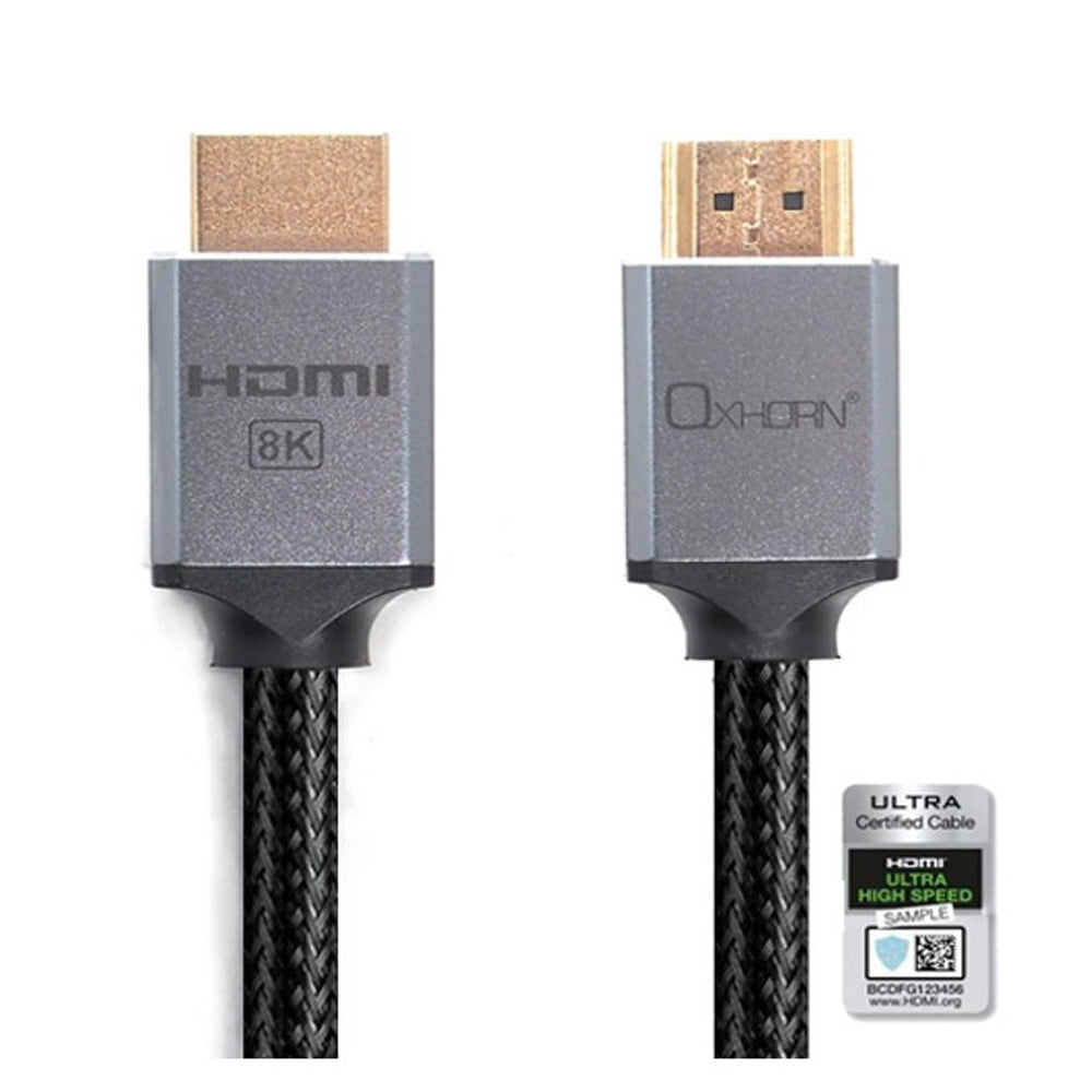 Oxhorn 3m HDMI 2.1 Ultra Certified Cable 8K 60Hz 4K 120Hz 3D Ethernet Aluminium Head Nylon Braided Triple Shielding