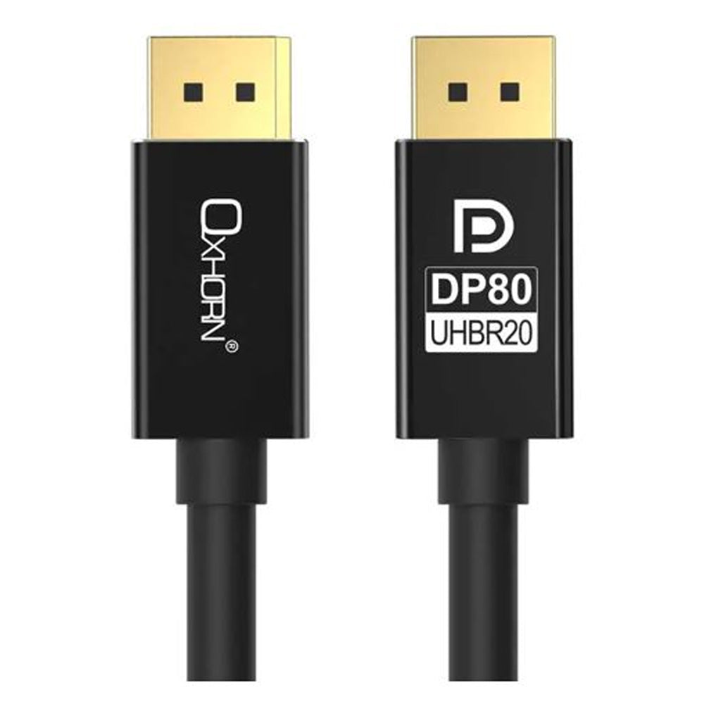 Oxhorn 1m DisplayPort 2.1 DP80 Cable 16K 60Hz Male to Male Gold Plated Aluminum VESA Certified for Gaming Monitor TV PC