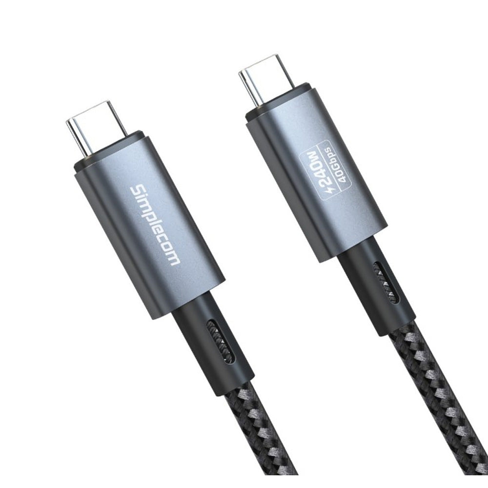 Simplecom 1.5M USB4 USB-C to USB-C Cable 40Gbps 5A 240W PD 3.1 EPR 8K 60Hz E-Marker Chip Nylon Braided Aluminium Connectors