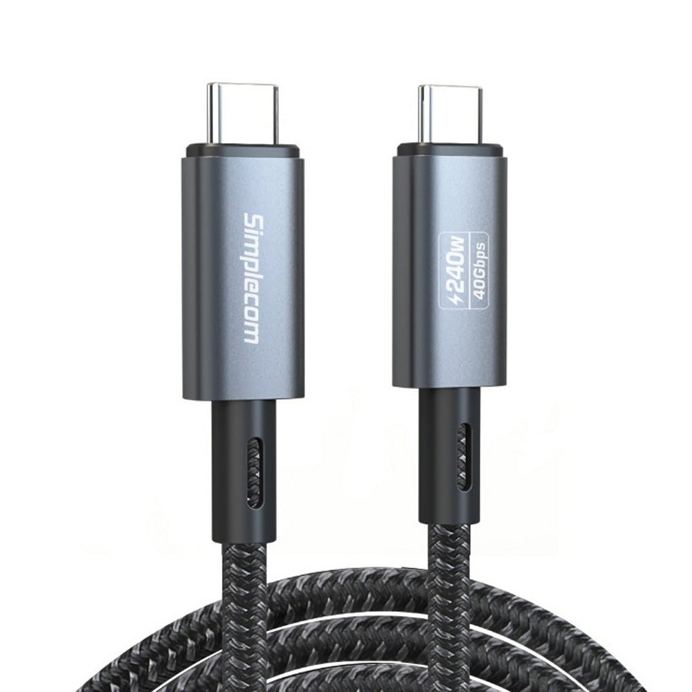 Simplecom 1.5M USB4 USB-C to USB-C Cable 40Gbps 5A 240W PD 3.1 EPR 8K 60Hz E-Marker Chip Nylon Braided Aluminium Connectors