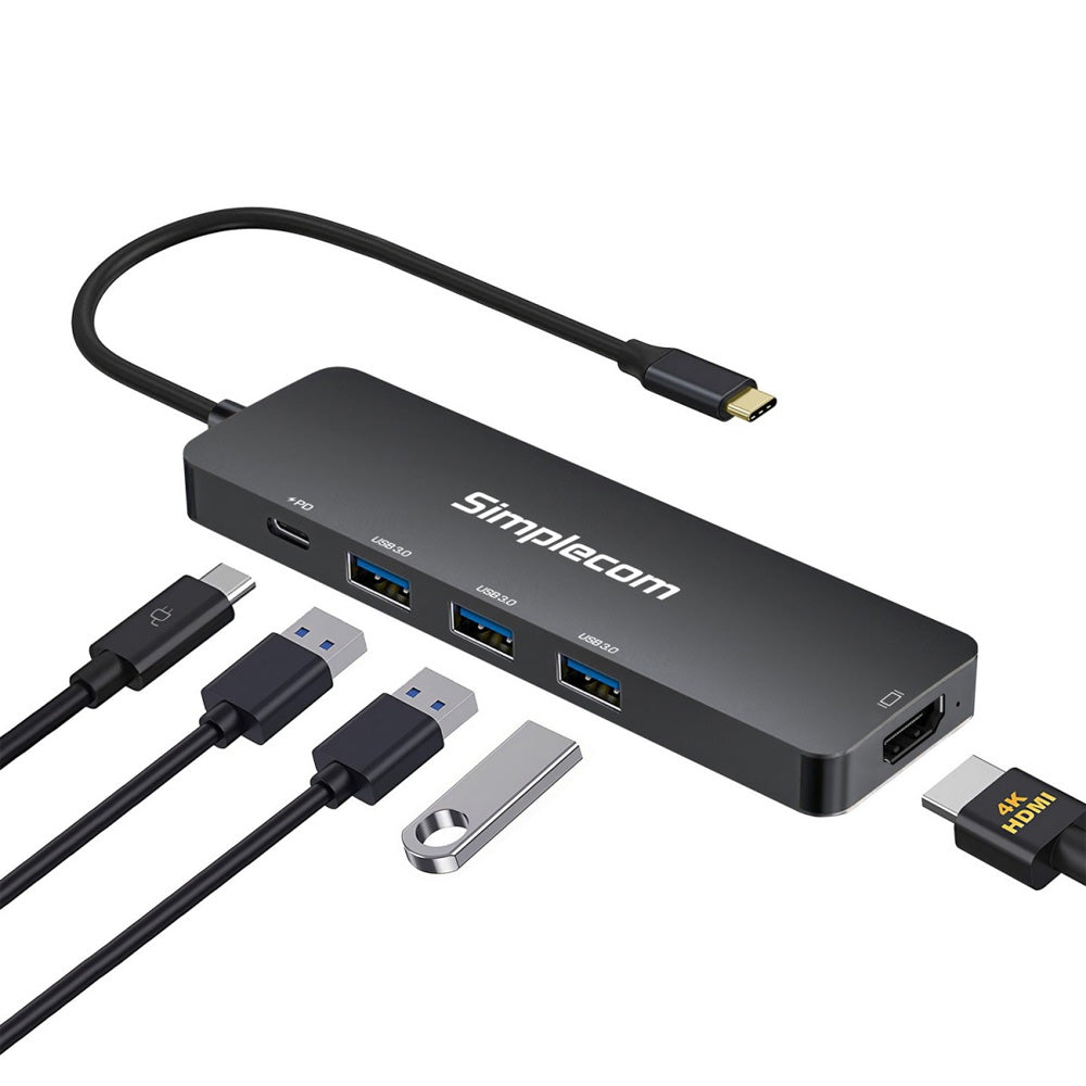 Simplecom CH545 USB-C 5 in 1 Multiport Adapter Docking Station with 3 Port USB 3.0 Hub 100W PD HDMI