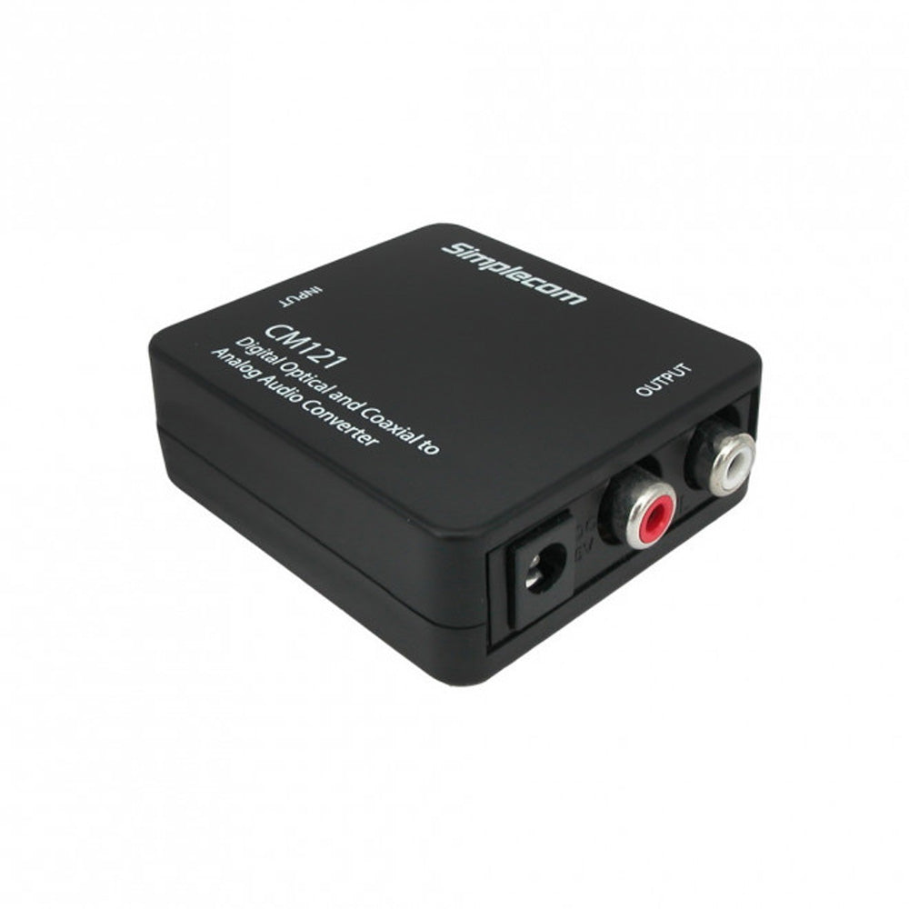 Simplecom CM121 Digital Optical Toslink and Coaxial to Analog RCA Audio Converter USB Powered 2RCA to 3.5mm Adapter