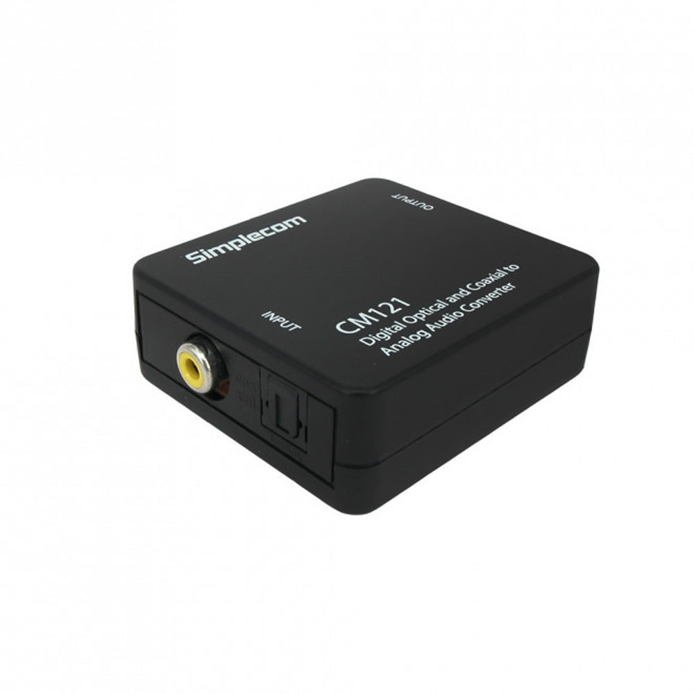 Simplecom CM121 Digital Optical Toslink and Coaxial to Analog RCA Audio Converter USB Powered 2RCA to 3.5mm Adapter