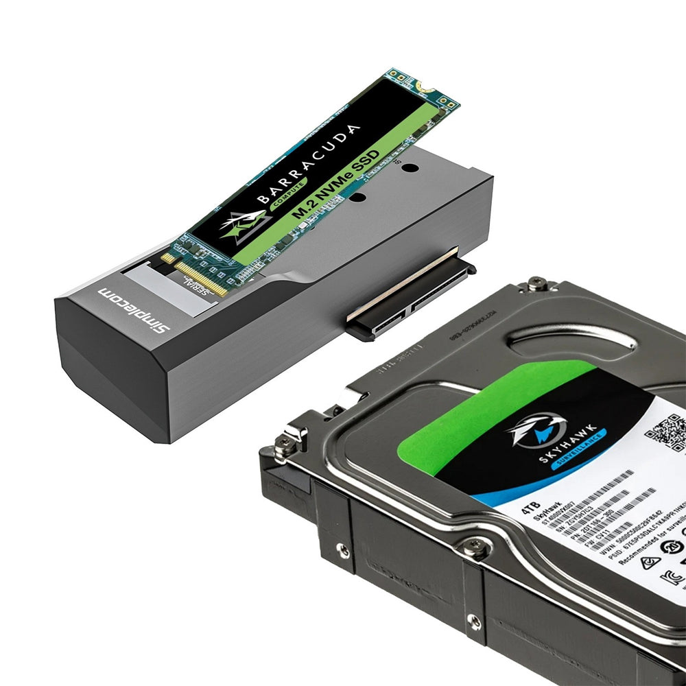 Simplecom SA536 USB to M.2 and SATA 2-in-1 Adapter for 2.5 3.5 HDD NVMe SATA M.2 SSD USB 3.2 Gen2 10Gbps Power Supply