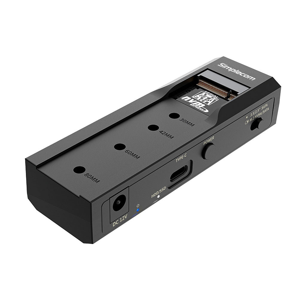 Simplecom SA536 USB to M.2 and SATA 2-in-1 Adapter for 2.5 3.5 HDD NVMe SATA M.2 SSD USB 3.2 Gen2 10Gbps Power Supply
