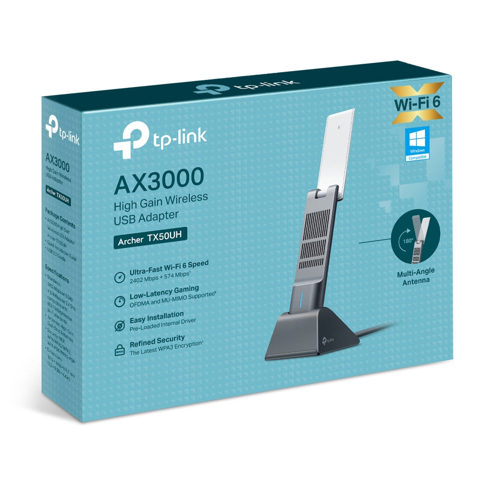 TP-Link Archer TX50UH AX3000 WiFi 6 USB Adapter Dual Band 2402Mbps High Gain Antennas Beamforming USB 3.0