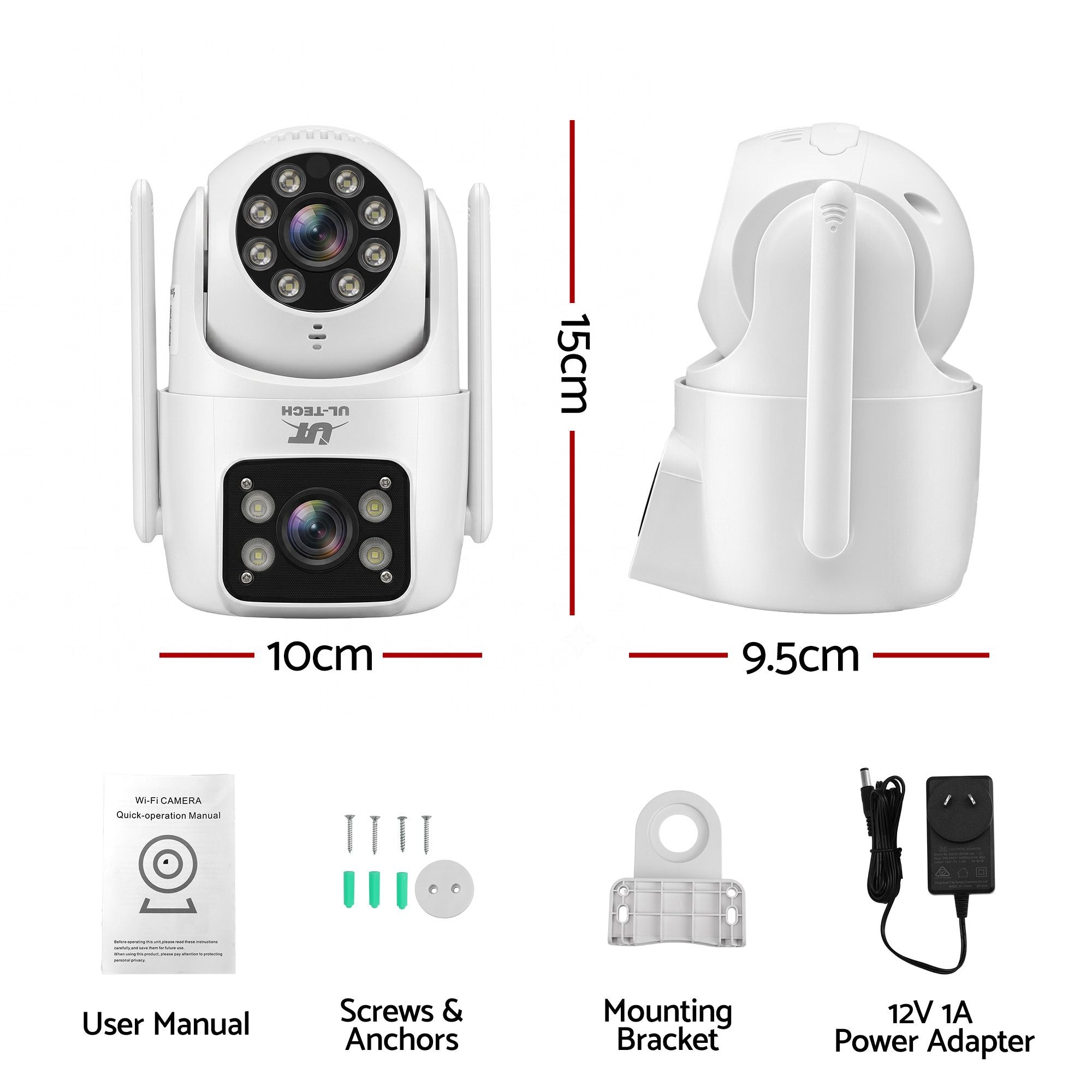 UL-Tech Wireless Security Camera Outdoor Indoor 2.5K Dual Lens Pan Tilt 4MP WiFi