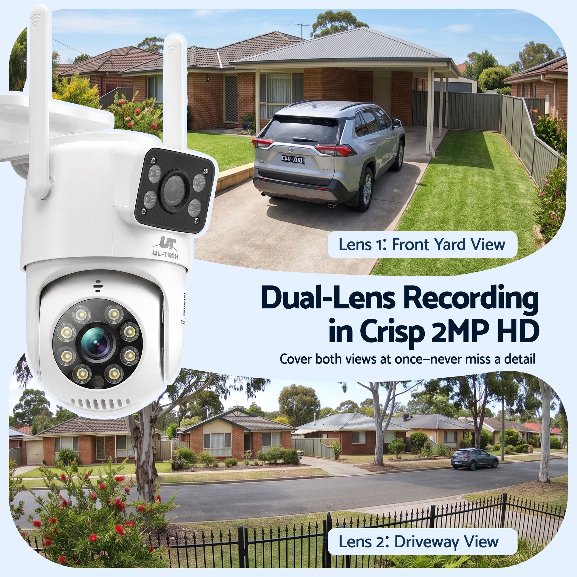 UL-Tech Wireless Security Camera Outdoor Indoor 2.5K Dual Lens Pan Tilt 4MP WiFi