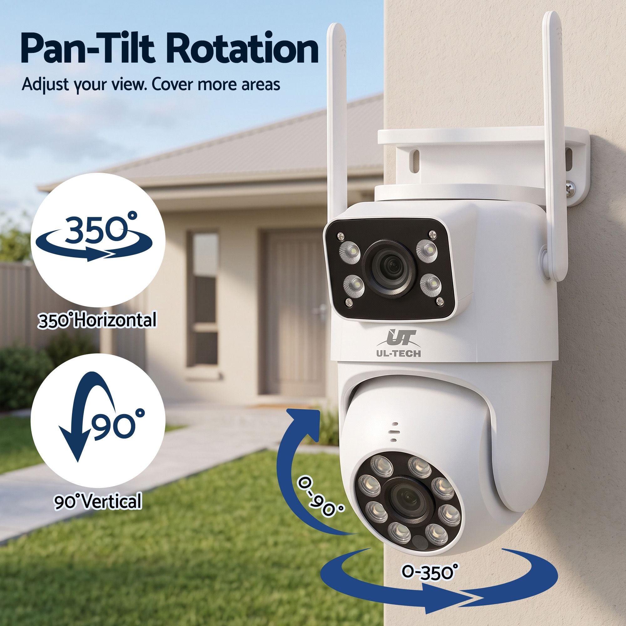 UL-Tech Wireless Security Camera Outdoor Indoor 2.5K Dual Lens Pan Tilt 4MP WiFi