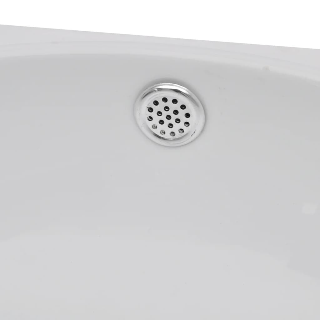 Ceramic Sink Basin Bathroom Faucet Overflow Hole Countertop Wall Mount White