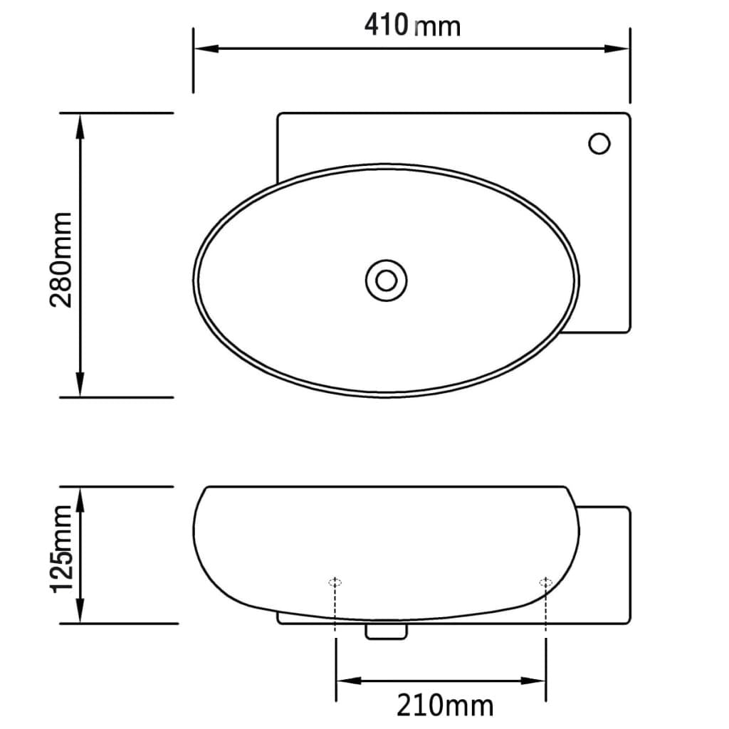 Ceramic Sink Basin Bathroom Faucet Overflow Hole Countertop Wall Mount White