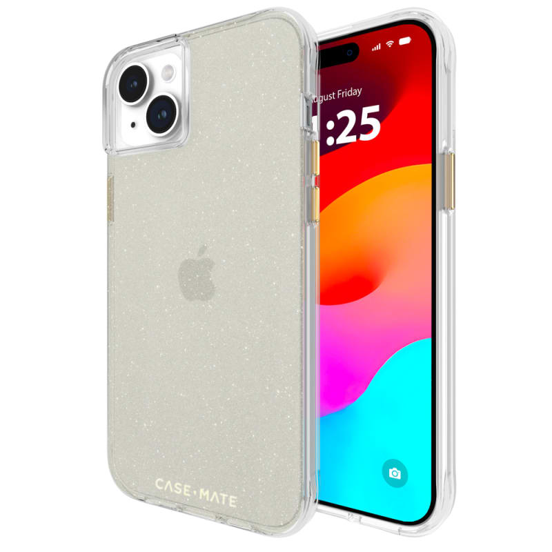 Case-Mate Sheer Crystal Case for iPhone 15 &14 – Clear & Gold