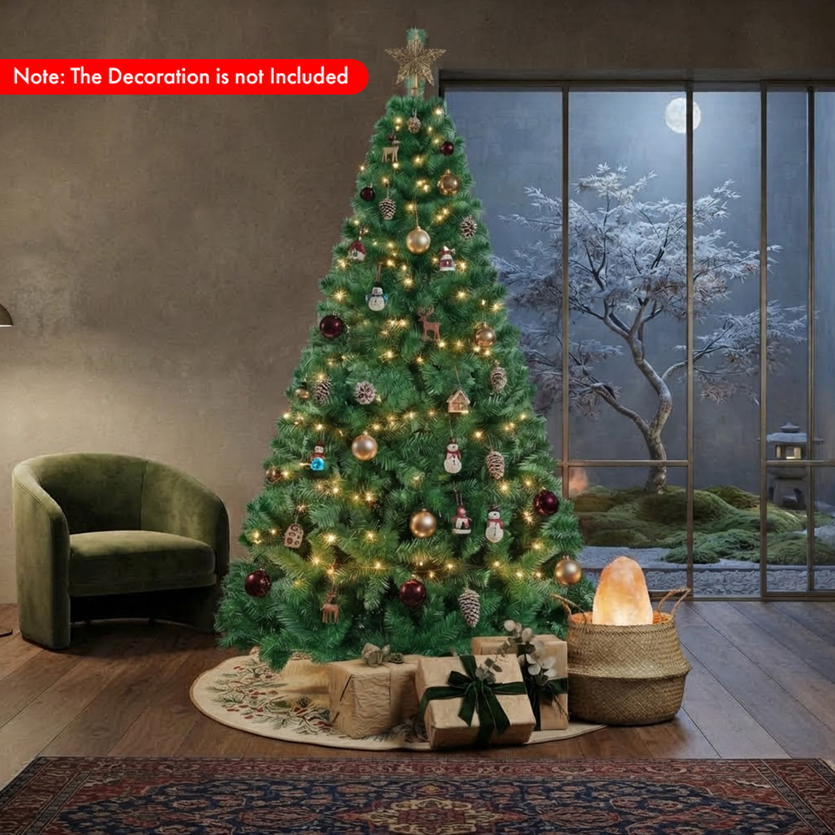 1.8m Unlit Artificial Christmas Tree Pine Xmas Tree Metal Stand 650 Tips Green