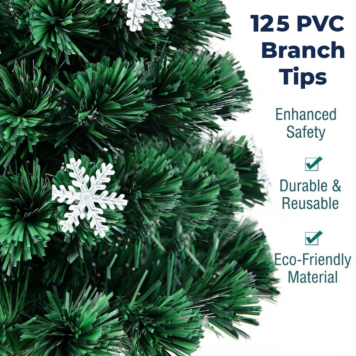 Pre-Lit Fibre Optic Christmas Tree 120cm 125 Tips 18 LED Indoor Xmas Decor