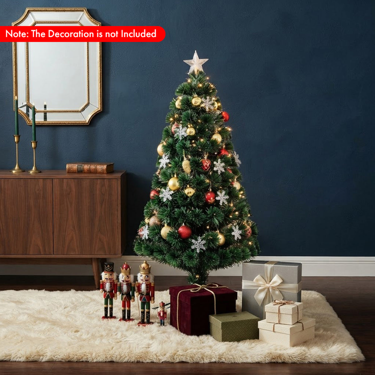 Pre-Lit Fibre Optic Christmas Tree 120cm 125 Tips 18 LED Indoor Xmas Decor