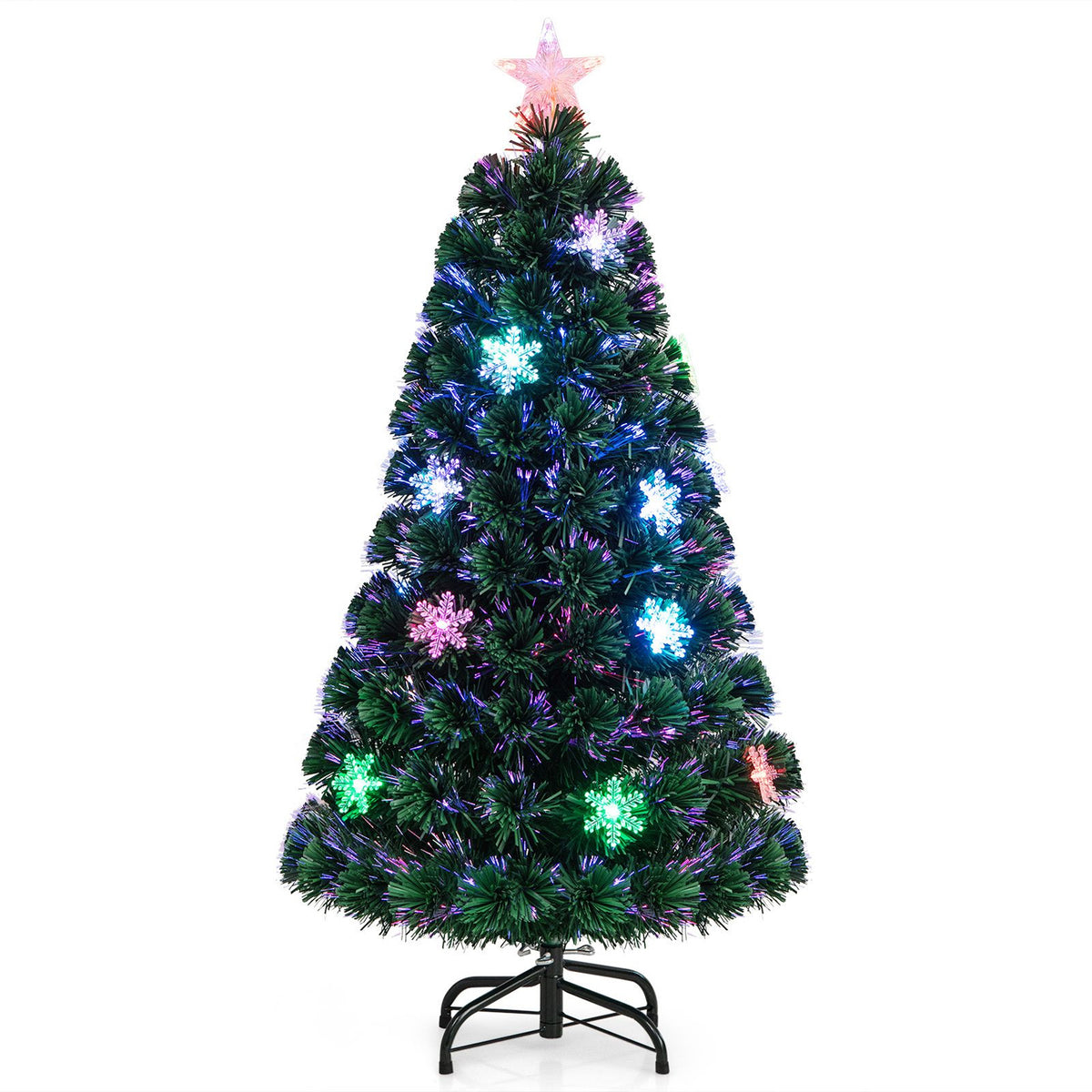 Pre-Lit Fibre Optic Christmas Tree 120cm 125 Tips 18 LED Indoor Xmas Decor