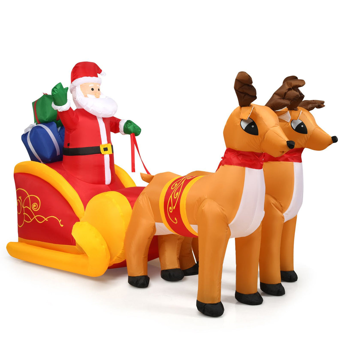 Inflatable Santa on Sleigh with Reindeer 2.3m Christmas Decor LED Indoor Outdoor